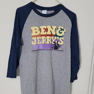 Rare Ben & Jerry's 2020 Free Cone Day 3/4 Sleeve Staff T-shirt Size Medium